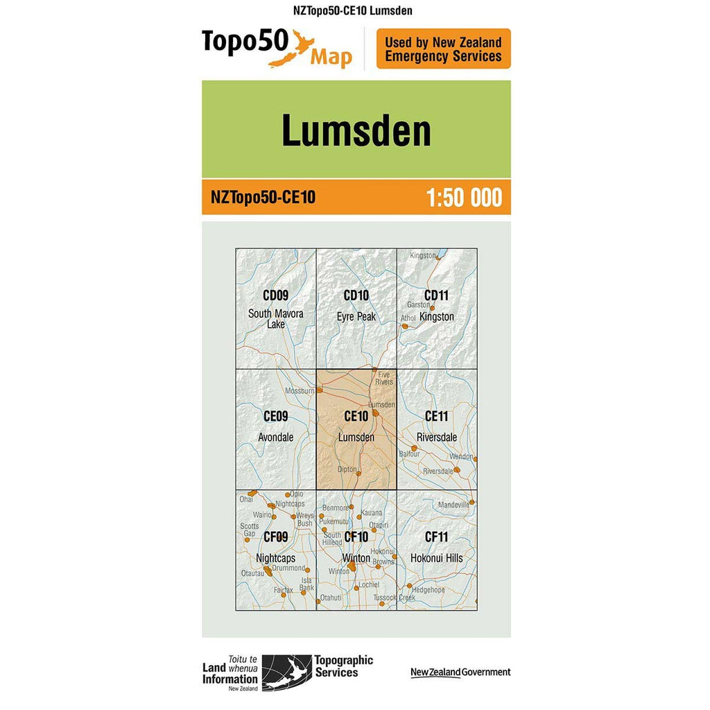 NZ Topo 50 Map CE10 Lumsden