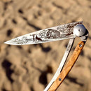 Deejo Tattoo 37g Knife with Olive Wood Handle, Van Life