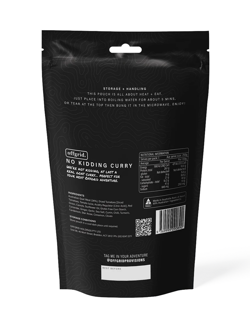 Offgrid Heat & Eat Meal - No Kidding Curry 250g