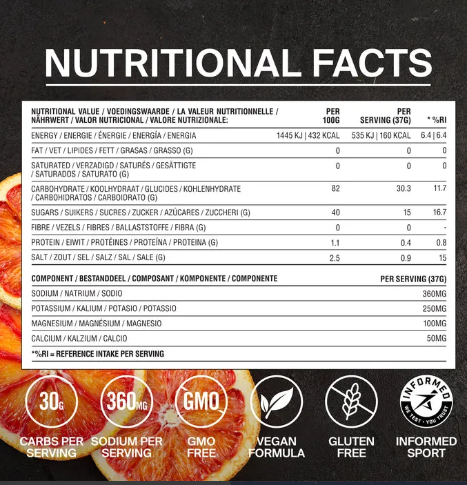 Styrkr Energy Drink MIX+ Blood Orange Dual-Carb - 555g tub