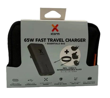 Xtorm 65W Travel Charger + Cable + Essentials Bag