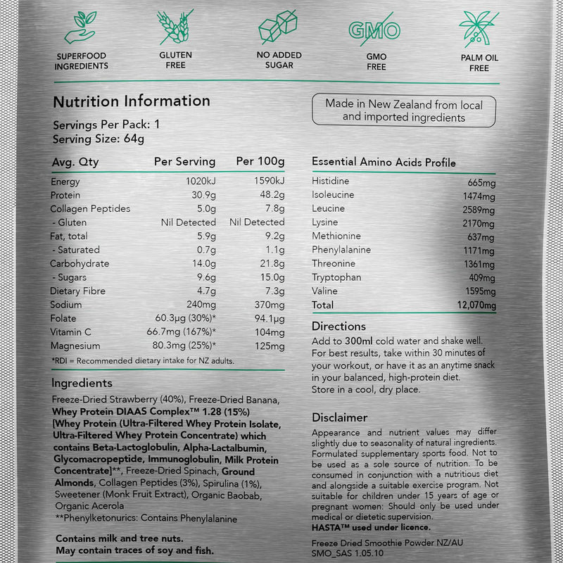 Radix Ultimate Post Workout Smoothie, Spirulina & Strawberry