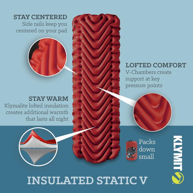 Klymit Static V Insulated Sleeping Mat - Brick Red