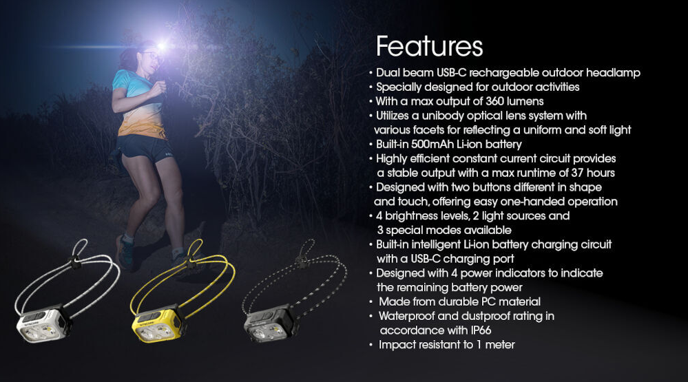 Nitecore NU21 USB Headlamp - Titan White