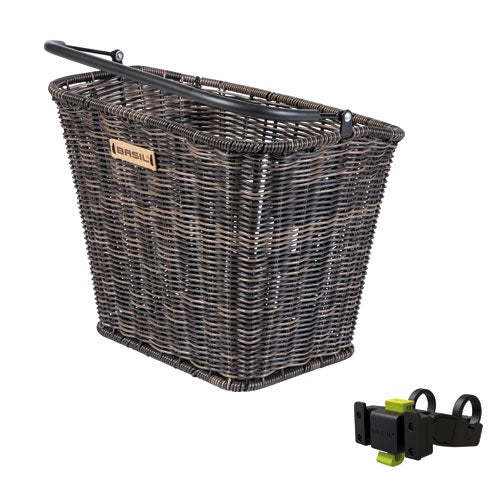 Basil Bremen Rattan Look (KF) Bike Basket (with KF Handlebar Mount)