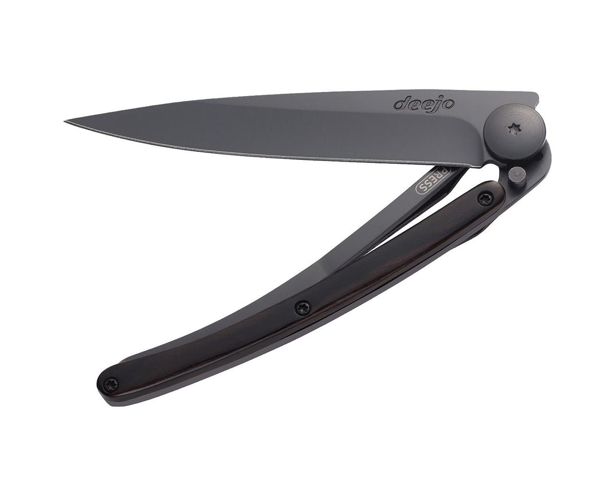 Deejo Black 37g Knife with Ebony Handle