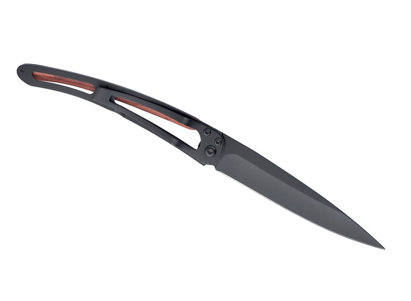 Deejo Black 37g Knife with Coral Handle