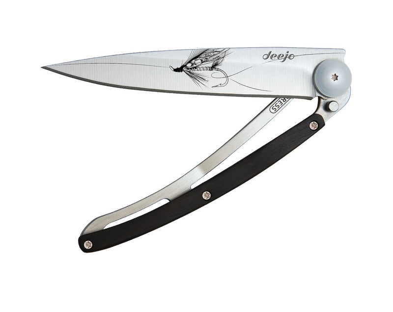 Deejo Tattoo 37g Knife with Ebony Handle, Silver Wilkinson