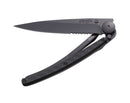 Deejo Serrated Black 37g Knife with Carbon Fibre Handle