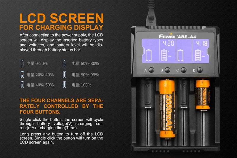 Fenix ARE-A4 Battery Charger - 4 Slot