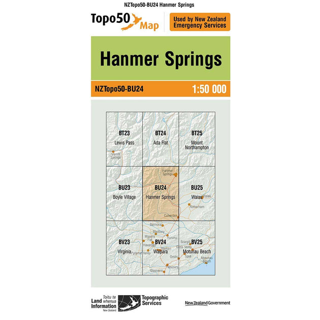 Hanmer Map NZ Topo 50 Map BU24 Hanmer Springs | Gearshop NZ