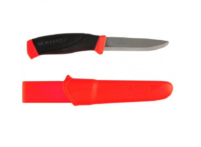Morakniv Companion Rescue Serrated Fixed Blade Knife, Red