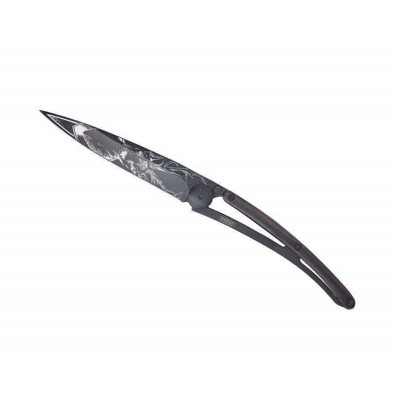 Deejo Black 37g Knife with Ebony Handle, Deer