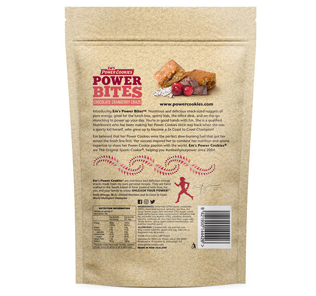 Em's Power Bites Pouch, Chocolate Cranberry Craze, 8 x 30g Each