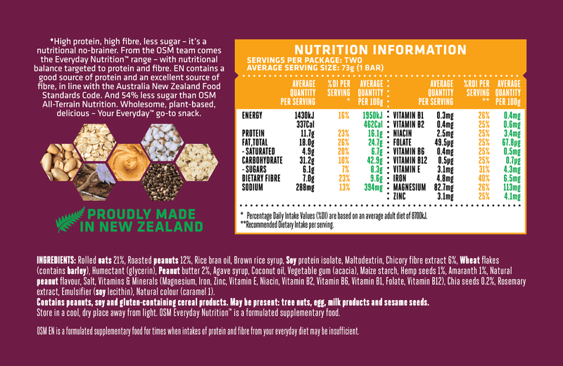 OSM Everyday Nutrition Crunchy Peanut Butter Bars, 146g, 2 Pack