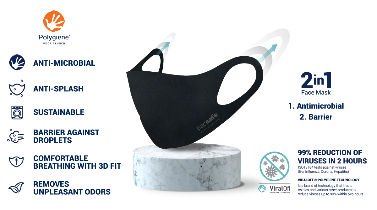Pacsafe Face Mask Viral Off - Black