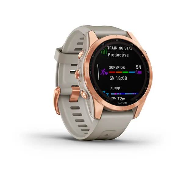 Garmin Fēnix® 7S – Solar Edition Rose Gold with Light Sand Band