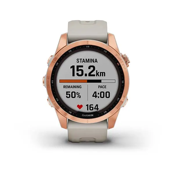 Garmin Fēnix® 7S – Solar Edition Rose Gold with Light Sand Band