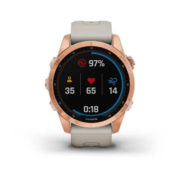 Garmin Fēnix® 7S – Solar Edition Rose Gold with Light Sand Band